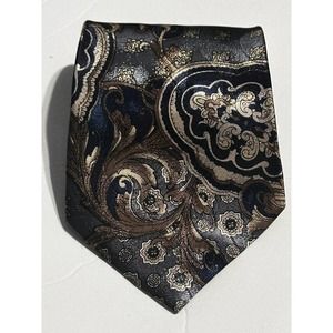 David Taylor Vintage Blue Paisly Clip on Polyester Tie 18"x 4"